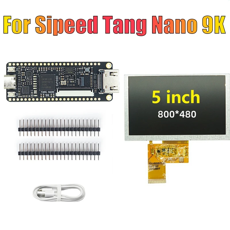 Для Sipeed Tang Nano 9K FPGA Development Board Комплект печатных Плат GOWIN GW1NR-9 RISC-V HD 5-дюймовый ЖК-экран С Кабелем Type C Изображение 0