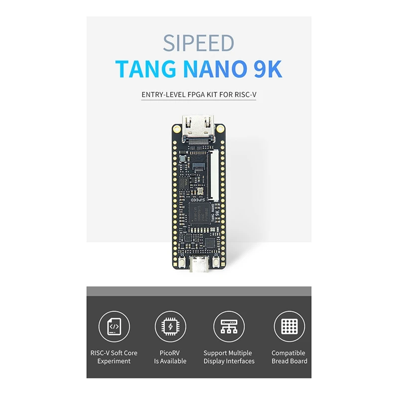 Для Sipeed Tang Nano 9K FPGA Development Board Комплект печатных Плат GOWIN GW1NR-9 RISC-V HD 5-дюймовый ЖК-экран С Кабелем Type C Изображение 4