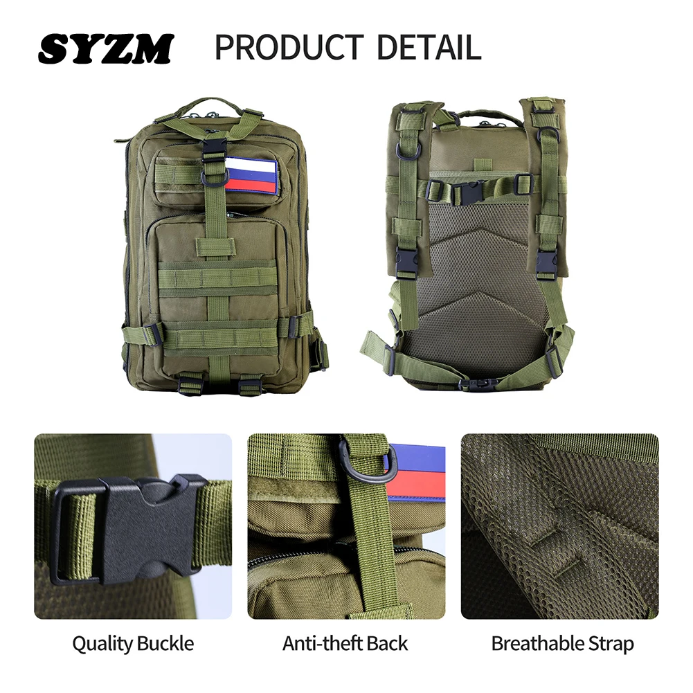 SYZM 50L / 30L Водонепроницаемый Тактический рюкзак, нейлоновые военные рюкзаки, Походная сумка для кемпинга, Походный рюкзак для рыбалки, охоты Изображение 4