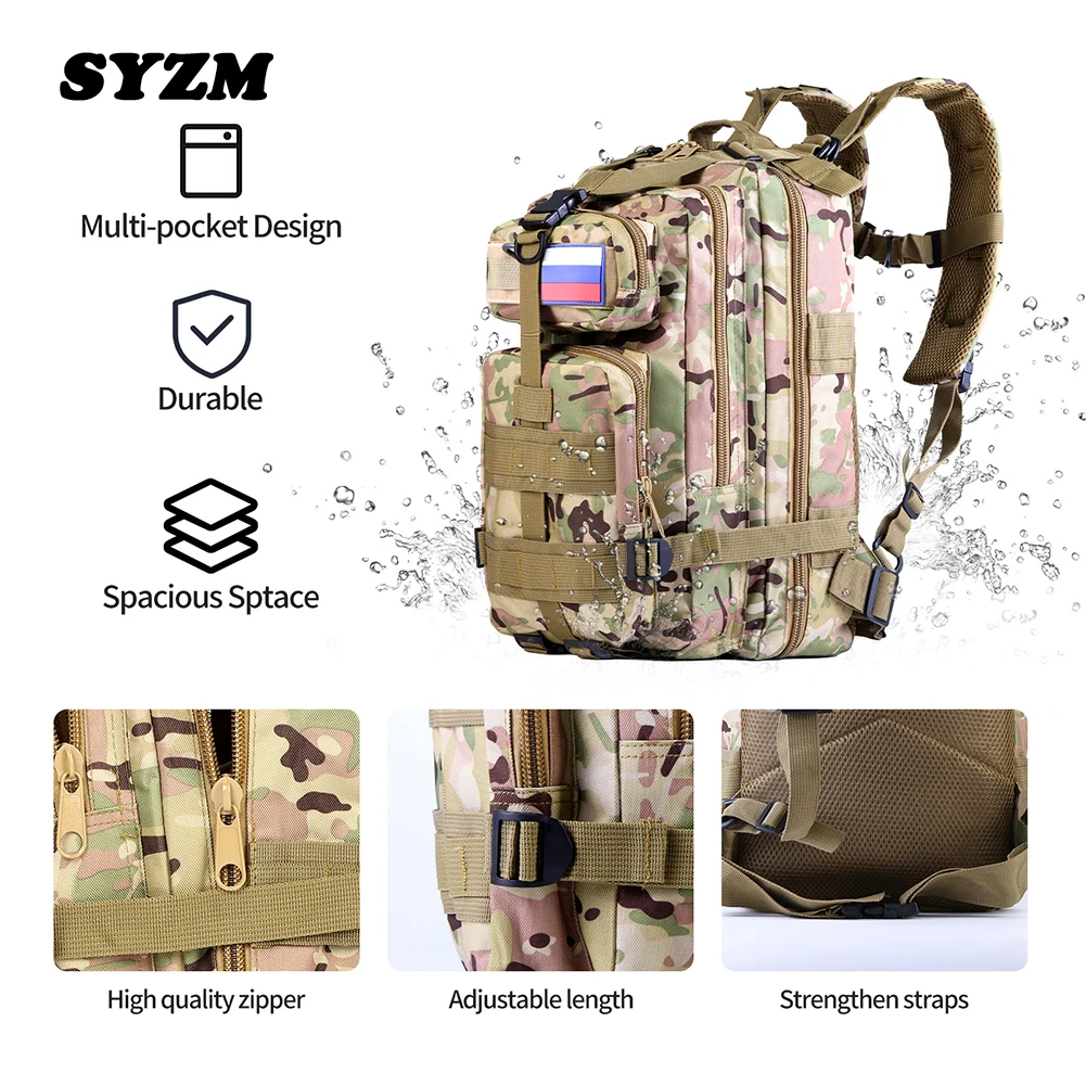 SYZM 50L / 30L Водонепроницаемый Тактический рюкзак, нейлоновые военные рюкзаки, Походная сумка для кемпинга, Походный рюкзак для рыбалки, охоты Изображение 5