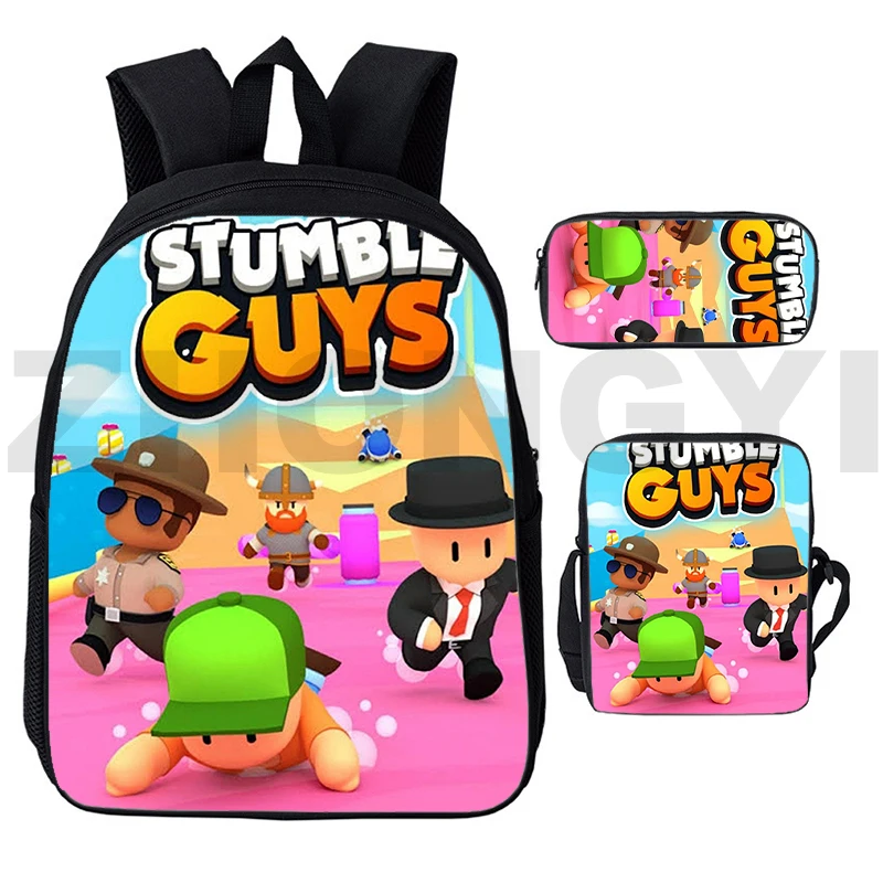3 шт./компл. Рюкзак для подростков Stumble Guys на молнии, портативные сумки для начальной школы, игровые сумки через плечо Stumble Guys для женщин, сумка для книг Изображение 0